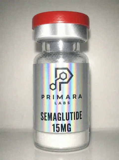 Semaglutide 15mg vial from Primara Labs, photographed from stock